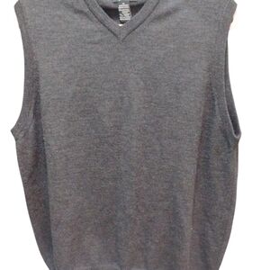 Valda by Toscano 100% Merino Wool V Neck Sweater Vest Gray Size M